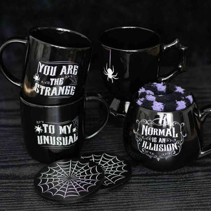 Black Spider Teacup Gothic Style Halloween with Spider Accent Mugs & Cups Spirit of equinox Quirky Turkey Gifts
