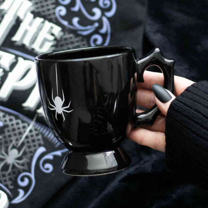 Black Spider Teacup Gothic Style Halloween with Spider Accent Mugs & Cups Spirit of equinox Quirky Turkey Gifts