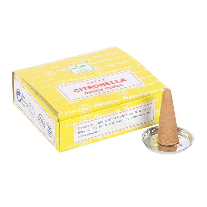 Box 12 Dhoop Incense Cones by Satya with Cone Holder Home Fragrance Satya Quirky Turkey Gifts
