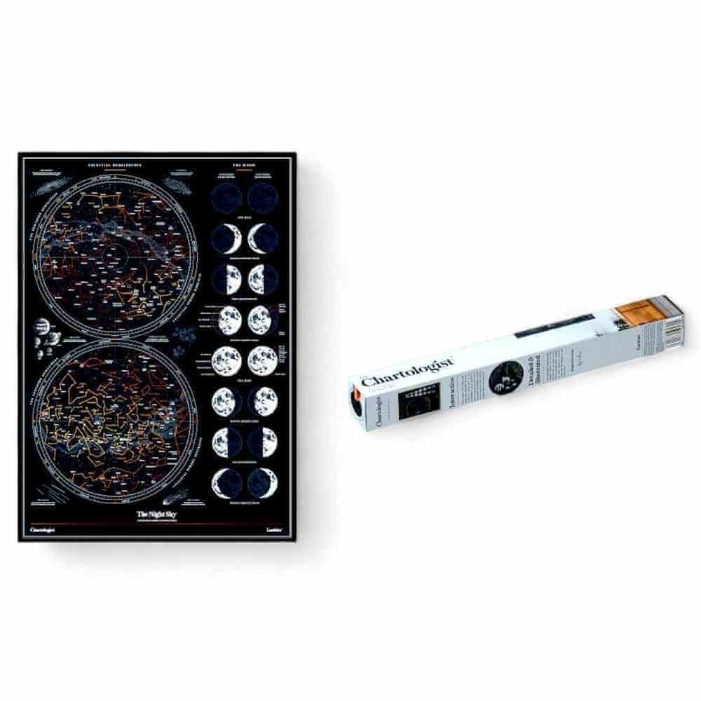 Chartologist Night Sky Scratch-Off Poster – Moon Phases Guide Wall Art & Posters SuckUK Quirky Turkey Gifts