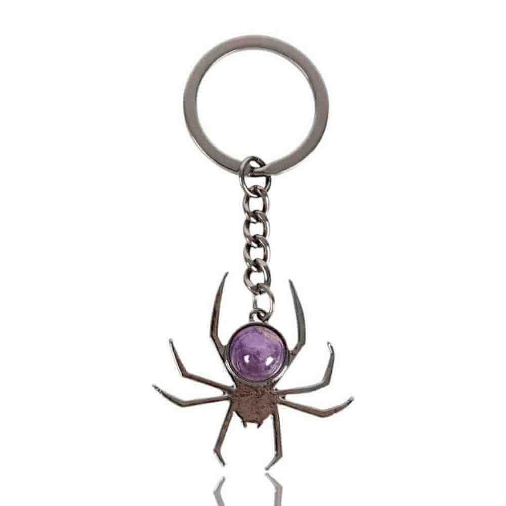 Spider Crystal Keyrings Black Obsidian Opal Amethyst Charm Keyrings Spirit of equinox Quirky Turkey Gifts