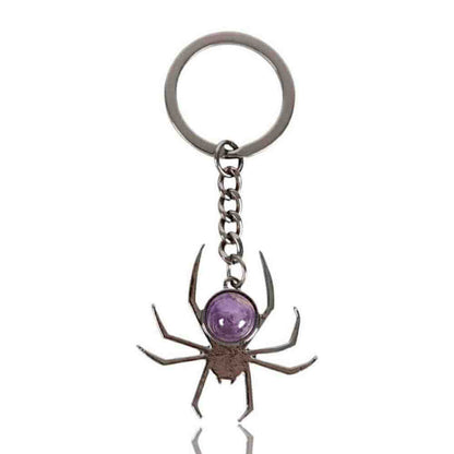 Spider Crystal Keyrings Black Obsidian Opal Amethyst Charm Keyrings Spirit of equinox Quirky Turkey Gifts