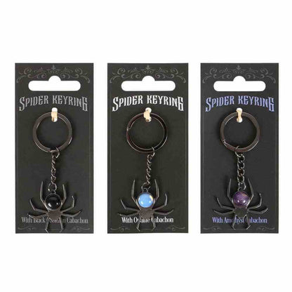 Spider Crystal Keyrings Black Obsidian Opal Amethyst Charm Keyrings Spirit of equinox Quirky Turkey Gifts