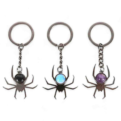 Spider Crystal Keyrings Black Obsidian Opal Amethyst Charm Keyrings Spirit of equinox Quirky Turkey Gifts