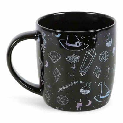 Crystal Witch Print Mug, Hats, and Potions Design 360ml Mugs & Cups Spirit of equinox Quirky Turkey Gifts