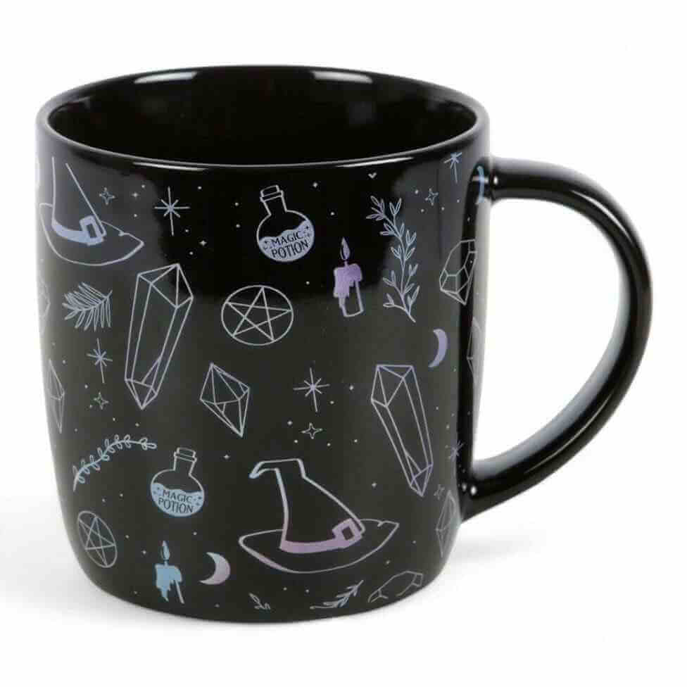 Crystal Witch Print Mug, Hats, and Potions Design 360ml Mugs & Cups Spirit of equinox Quirky Turkey Gifts