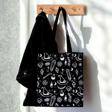 Crystal Witch Print Polycotton Tote Bag for Daily Use Tote Bags Spirit of equinox Quirky Turkey Gifts