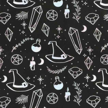 Crystal Witch Print Polycotton Tote Bag for Daily Use Tote Bags Spirit of equinox Quirky Turkey Gifts