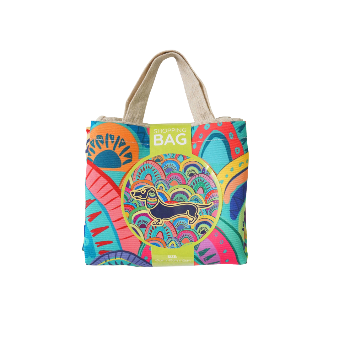 Amber Bright Creations Rainbow Dachshund Reusable Shopping Bag Tote Bags Amber Bright Creations Quirky Turkey Gifts