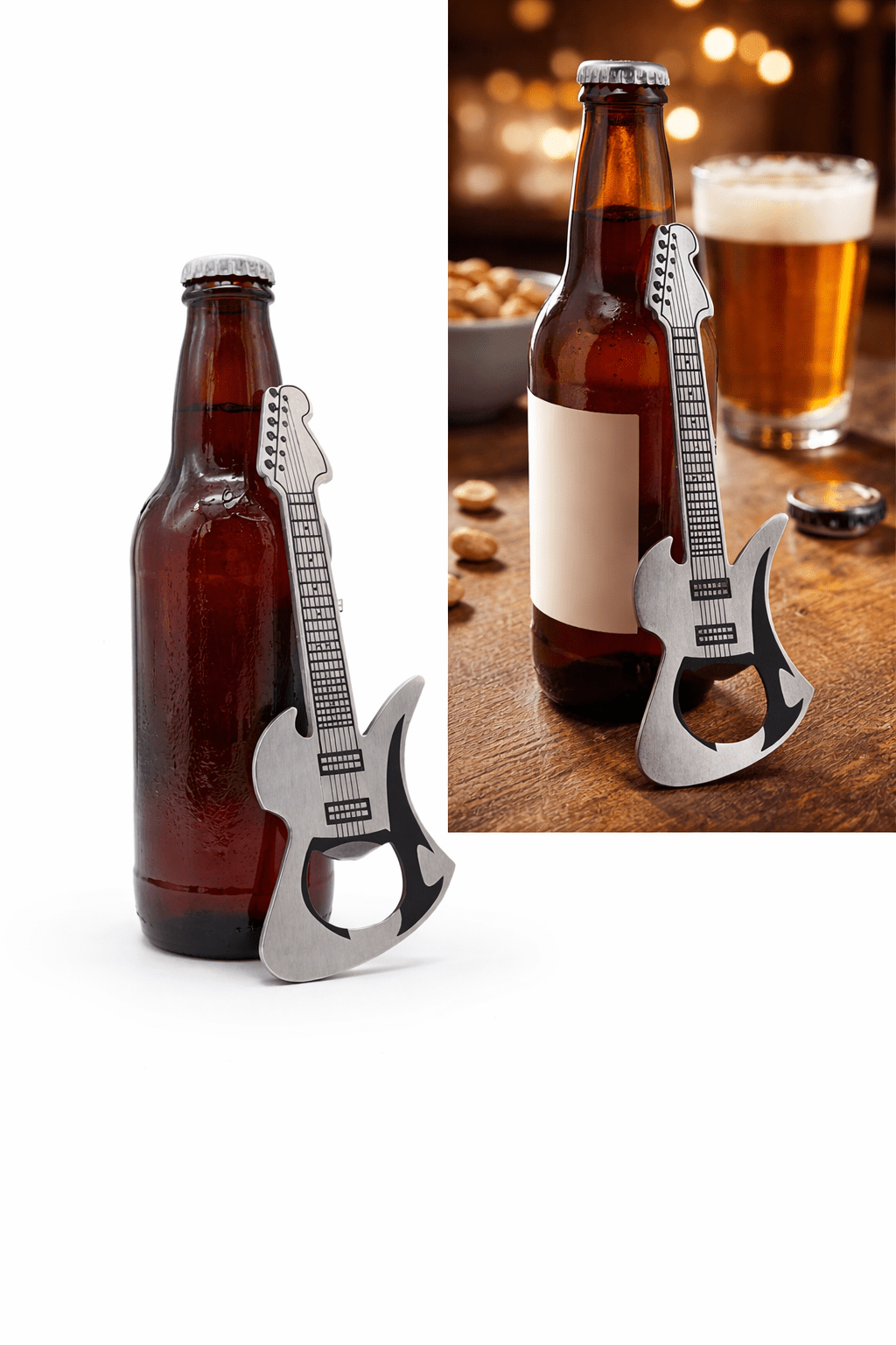 Luckies Rock Guitar Bottle Opener | Brushed Stainless Steel Pocket Opener Gadgets SuckUK Quirky Turkey Gifts