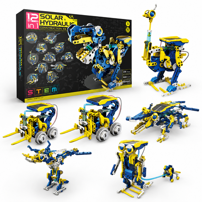 12-in-1 Solar & Hydraulic STEM Construction Kit – 230 Pieces