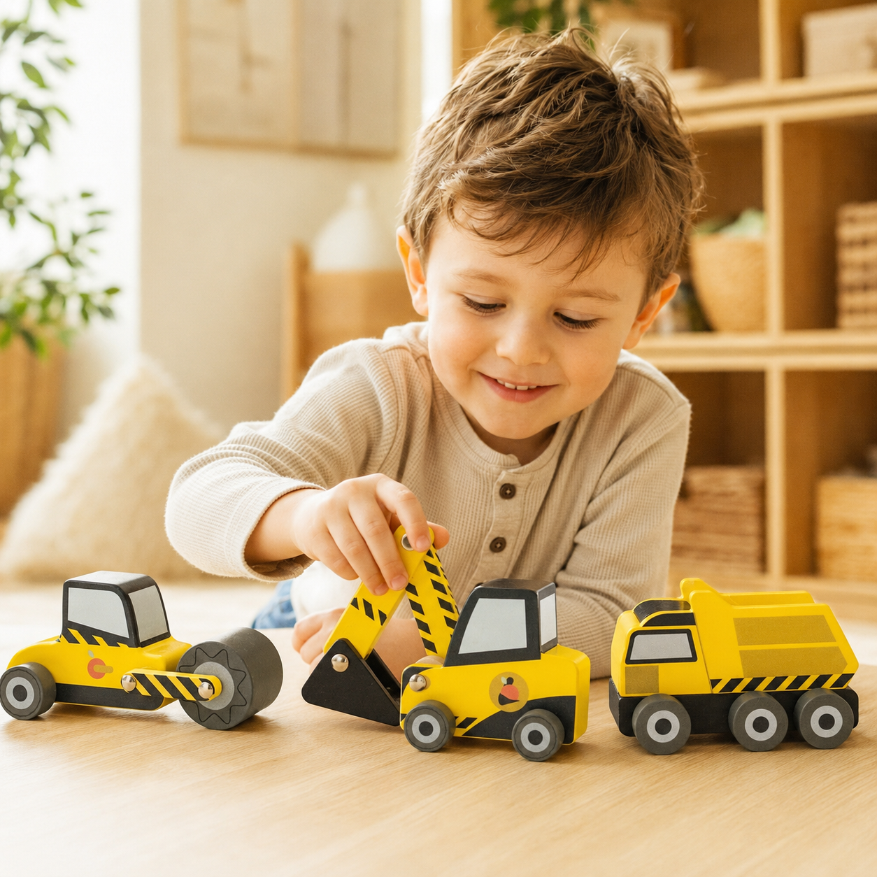 Orange Tree Toys Wooden Roadworks Vehicle Set – 3 Piece