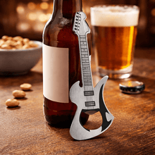 Luckies Rock Guitar Bottle Opener | Brushed Stainless Steel Pocket Opener Gadgets SuckUK Quirky Turkey Gifts