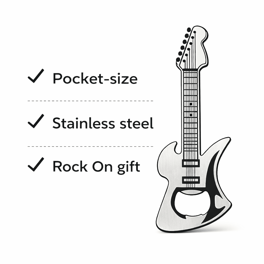 Luckies Rock Guitar Bottle Opener | Brushed Stainless Steel Pocket Opener Gadgets SuckUK Quirky Turkey Gifts
