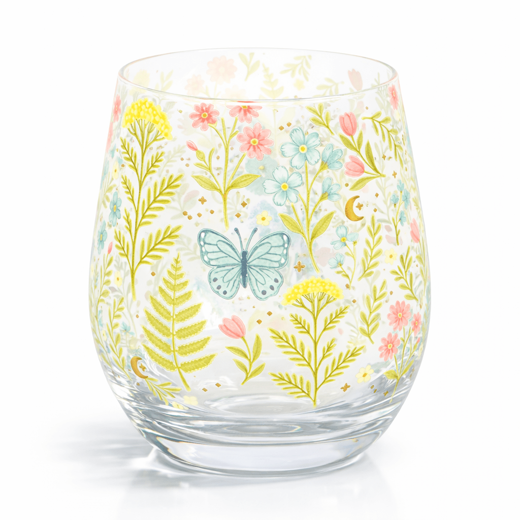 Luna Bloom Floral Stemless Glass in Gift Box Glassware and Drinkware Jones Home & Gifts Quirky Turkey Gifts