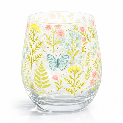 Luna Bloom Floral Stemless Glass in Gift Box Glassware and Drinkware Jones Home & Gifts Quirky Turkey Gifts