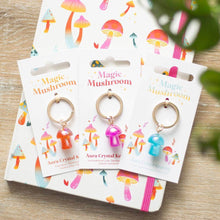Funky Fungi Aura Crystal Mushroom Keyring, Blue, Orange, Pink Keyrings Funky Fungi Quirky Turkey Gifts