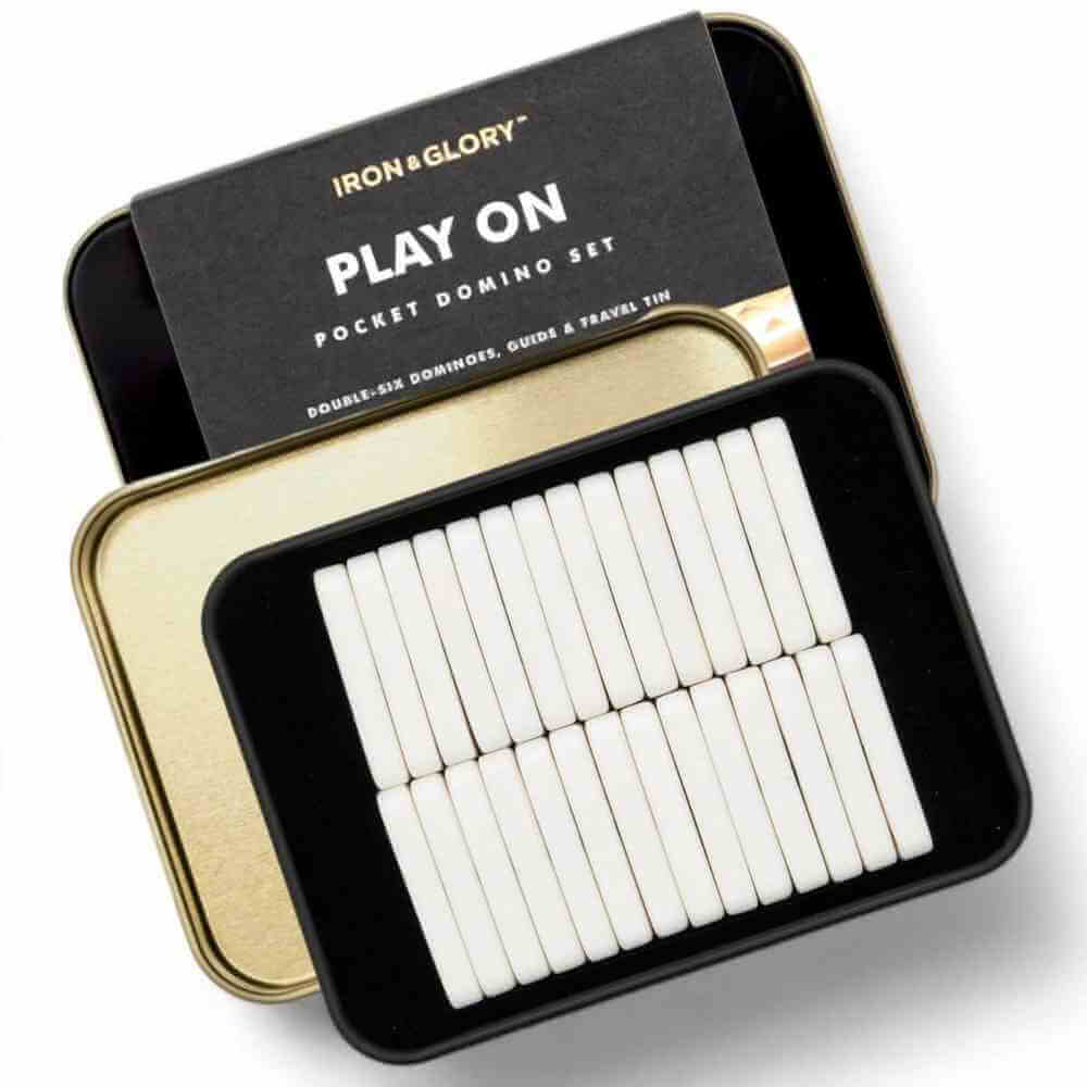Play On, Iron and Glory Mini Travel Domino Set for Fun Games Toys and Games Iron and Glory Quirky Turkey Gifts