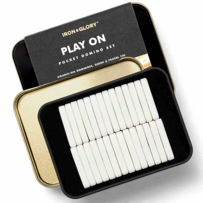 Play On, Iron and Glory Mini Travel Domino Set for Fun Games Toys and Games Iron and Glory Quirky Turkey Gifts