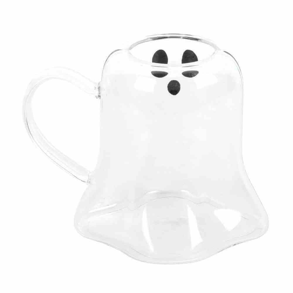 Ghost Shaped Glass Clear Mug for Halloween Season Fun Mugs & Cups Spirit of equinox Quirky Turkey Gifts