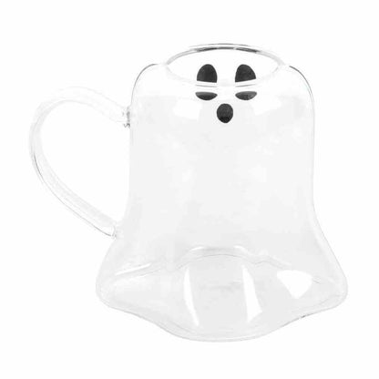 Ghost Shaped Glass Clear Mug for Halloween Season Fun Mugs & Cups Spirit of equinox Quirky Turkey Gifts