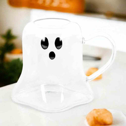 Ghost Shaped Glass Clear Mug for Halloween Season Fun Mugs & Cups Spirit of equinox Quirky Turkey Gifts