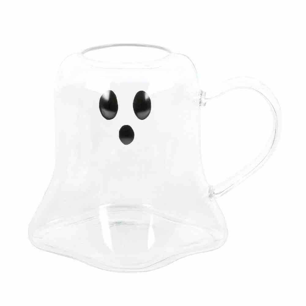 Ghost Shaped Glass Clear Mug for Halloween Season Fun Mugs & Cups Spirit of equinox Quirky Turkey Gifts