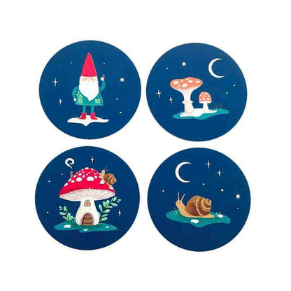 Gnome Sweet Gnome Coaster Set for Winter Decor and Fun Tea Coasters Spirit of equinox Quirky Turkey Gifts