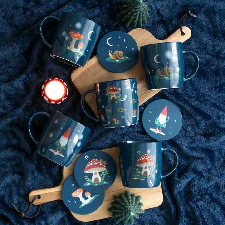 Gnome Sweet Gnome Coaster Set for Winter Decor and Fun Tea Coasters Spirit of equinox Quirky Turkey Gifts