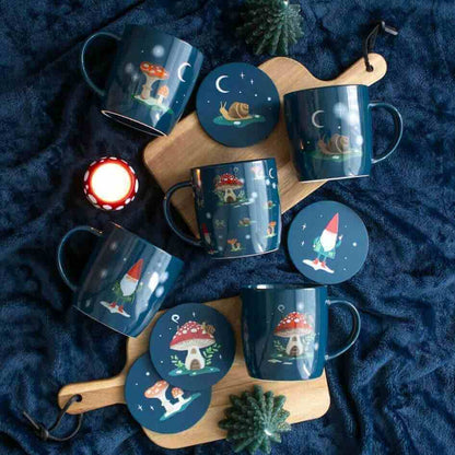 Gnome Sweet Gnome Coaster Set for Winter Decor and Fun Tea Coasters Spirit of equinox Quirky Turkey Gifts