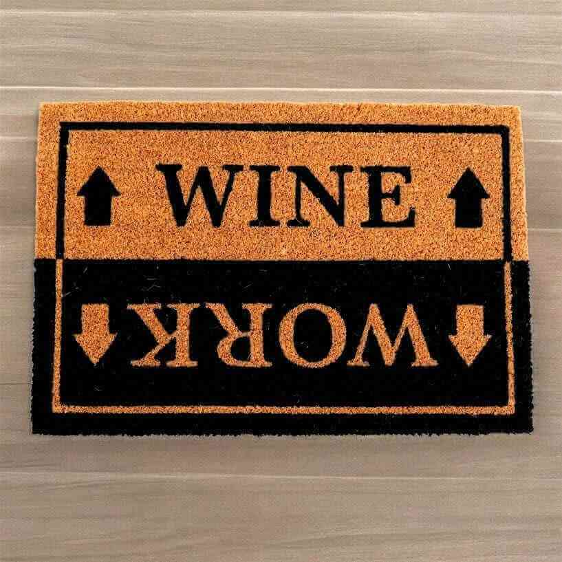 Humorous Wine or Work Doormat for Home Entryway Rugs & Doormats Spirit of equinox Quirky Turkey Gifts