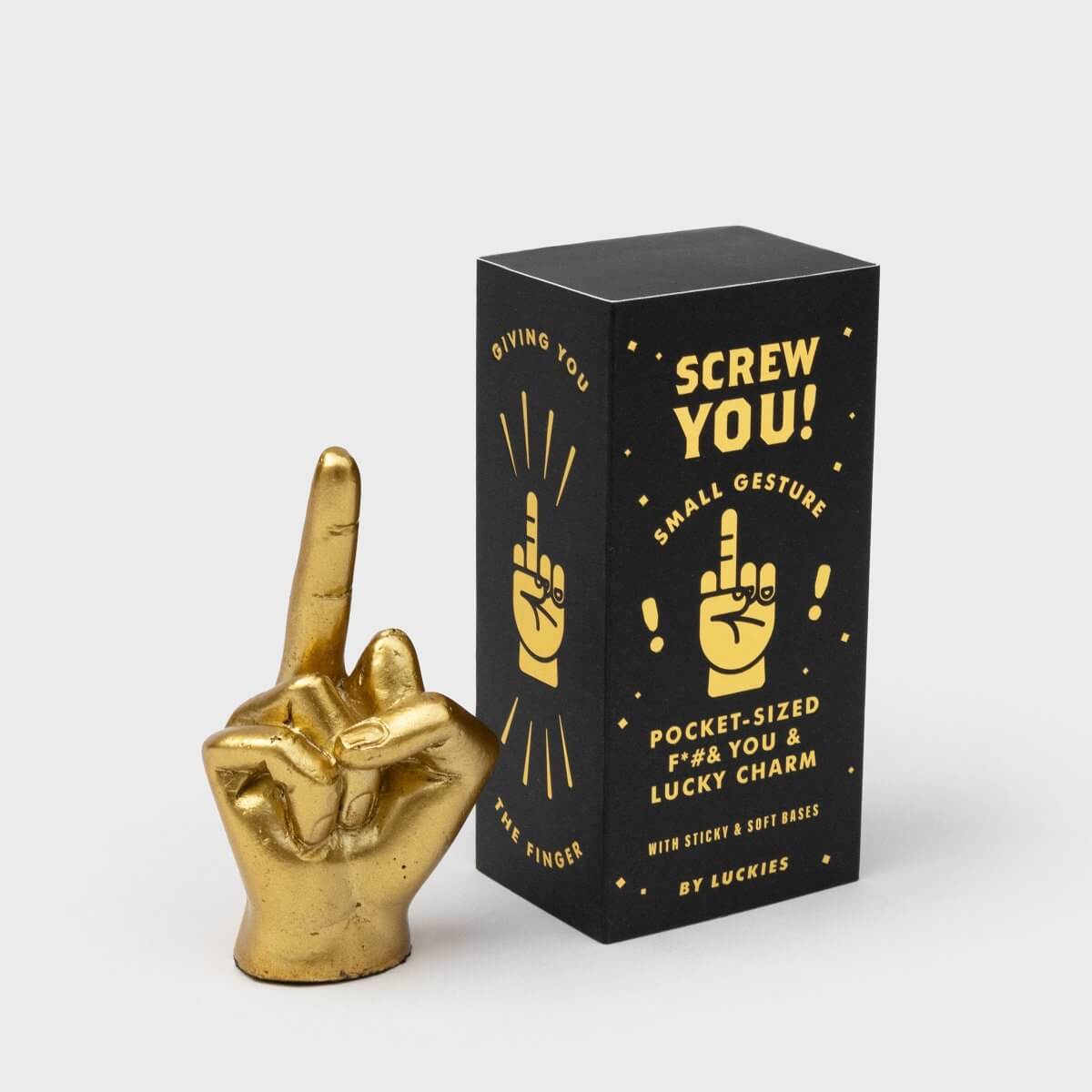 Hand Gesture Golden Middle Finger Lucky Charm Gadgets Luckies Quirky Turkey Gifts