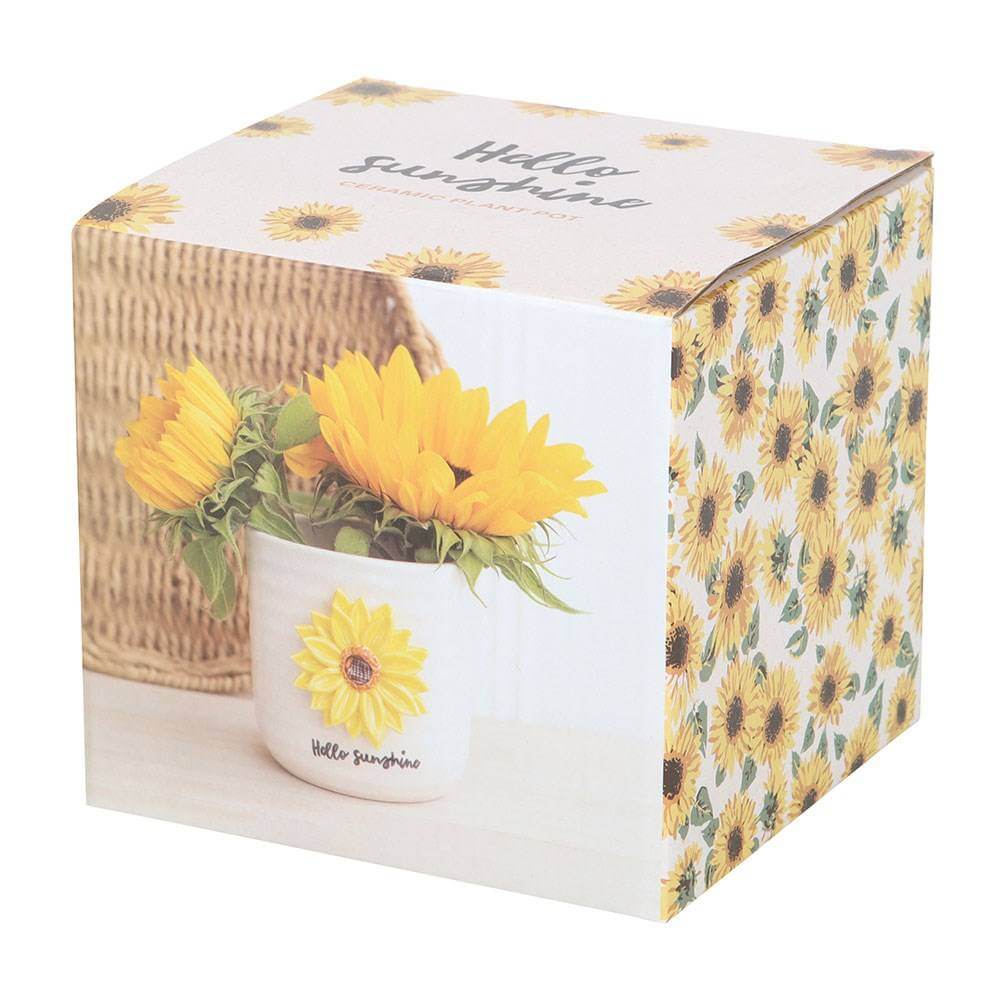 Hello Sunshine Beautiful Plant Pot with 3D Sunflower Pots & Planters Jones Home & Gifts Quirky Turkey Gifts