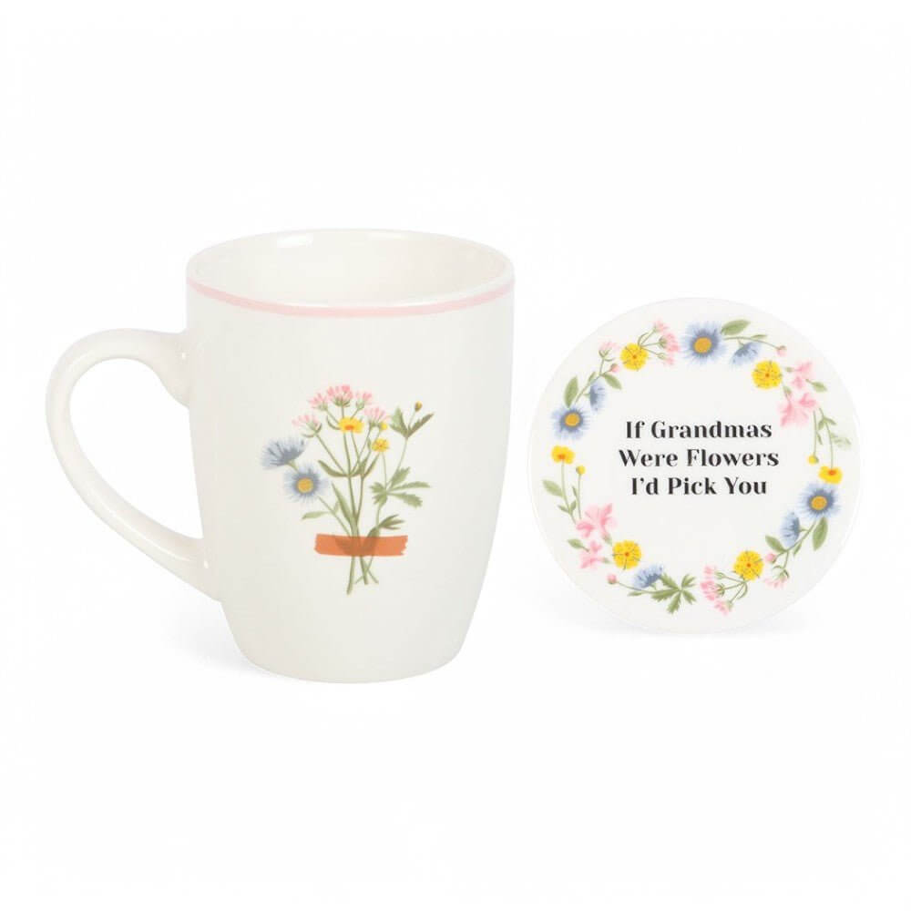 If Grandmas Were Flowers Floral Wild Flower Mug & Coaster Set Mugs & Cups Jones Home & Gifts Quirky Turkey Gifts