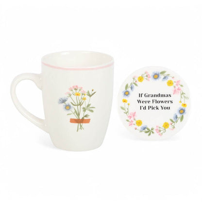If Grandmas Were Flowers Floral Wild Flower Mug & Coaster Set Mugs & Cups Jones Home & Gifts Quirky Turkey Gifts