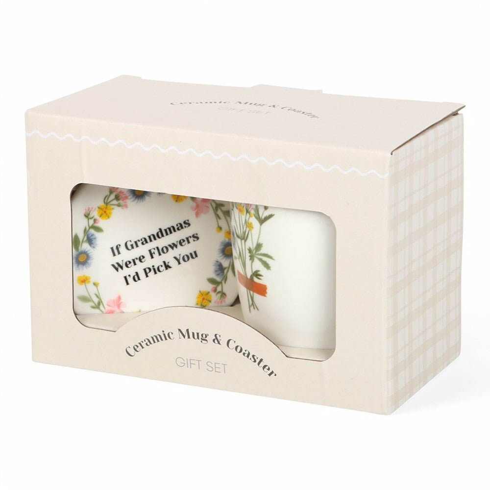 If Grandmas Were Flowers Floral Wild Flower Mug & Coaster Set Mugs & Cups Jones Home & Gifts Quirky Turkey Gifts