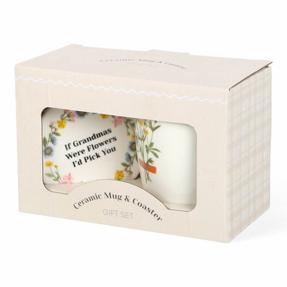 If Grandmas Were Flowers Floral Wild Flower Mug & Coaster Set Mugs & Cups Jones Home & Gifts Quirky Turkey Gifts
