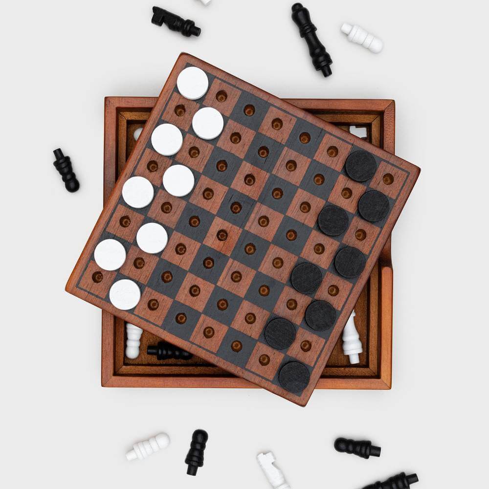 Iron & Glory Wooden 2 in 1 Games Set Chess And Checkers Toys and Games Iron and Glory Quirky Turkey Gifts