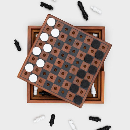 Iron & Glory Wooden 2 in 1 Games Set Chess And Checkers Toys and Games Iron and Glory Quirky Turkey Gifts