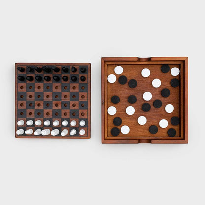 Iron & Glory Wooden 2 in 1 Games Set Chess And Checkers Toys and Games Iron and Glory Quirky Turkey Gifts