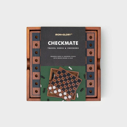 Iron & Glory Wooden 2 in 1 Games Set Chess And Checkers Toys and Games Iron and Glory Quirky Turkey Gifts