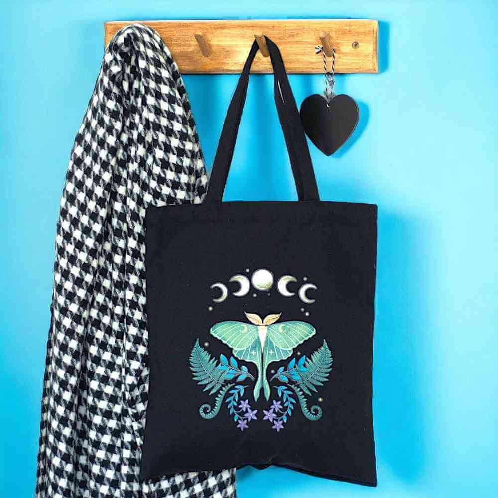 Luna Moth Polycotton Tote Bag for Everyday Use Lunch Boxes & Totes Spirit of equinox Quirky Turkey Gifts