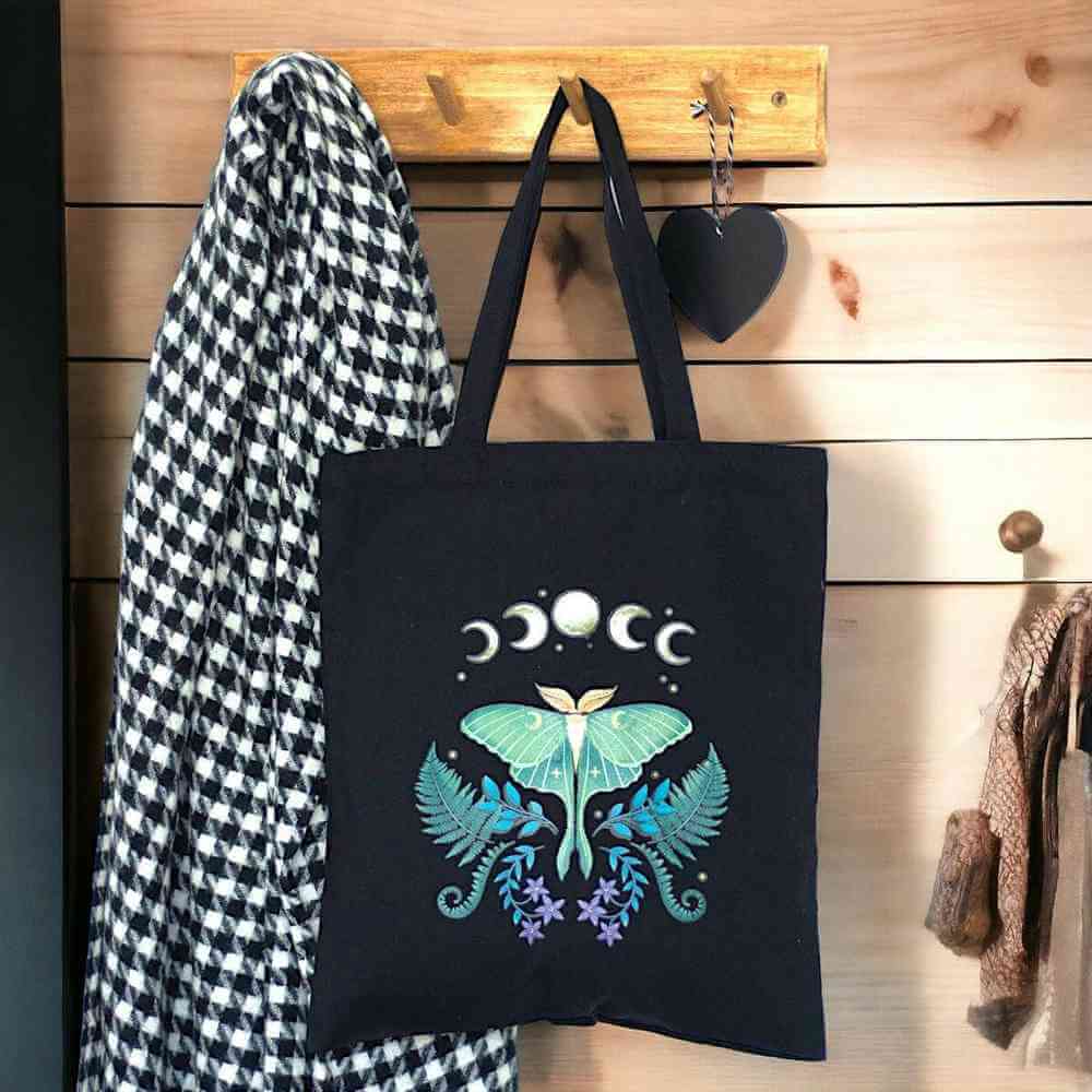 Luna Moth Polycotton Tote Bag for Everyday Use Lunch Boxes & Totes Spirit of equinox Quirky Turkey Gifts