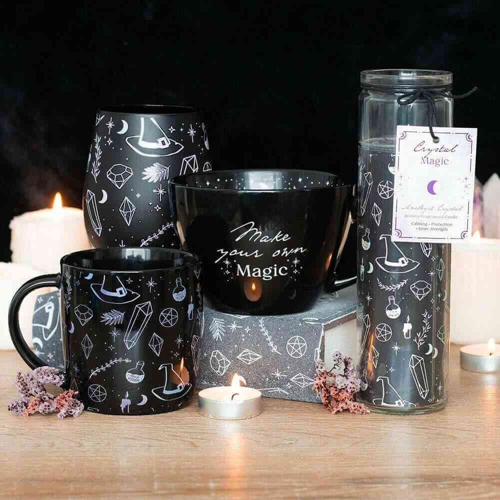 Make Your Own Magic Black Mug with Stars and Moon Design Mugs & Cups Spirit of equinox Quirky Turkey Gifts
