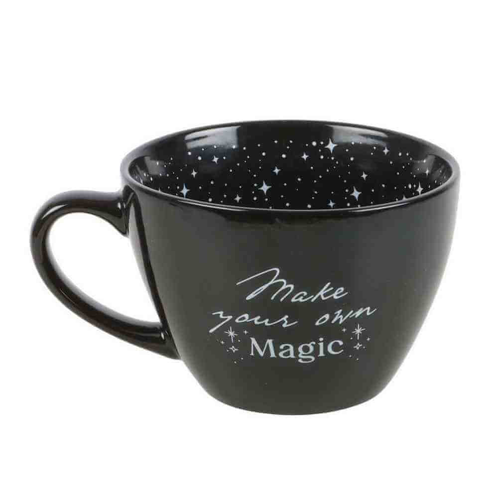 Make Your Own Magic Black Mug with Stars and Moon Design Mugs & Cups Spirit of equinox Quirky Turkey Gifts