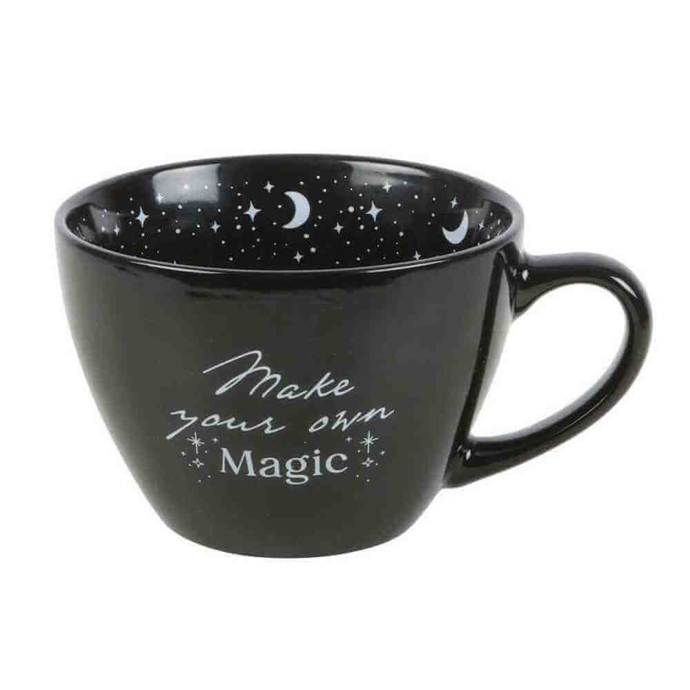 Make Your Own Magic Black Mug with Stars and Moon Design Mugs & Cups Spirit of equinox Quirky Turkey Gifts
