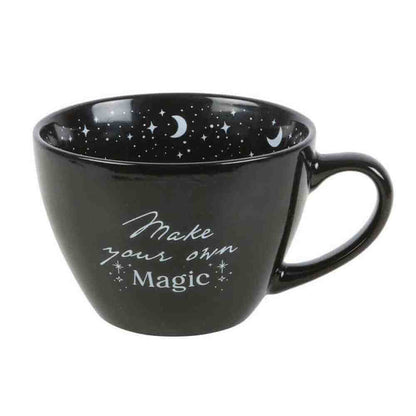 Make Your Own Magic Black Mug with Stars and Moon Design Mugs & Cups Spirit of equinox Quirky Turkey Gifts