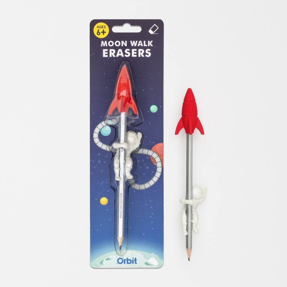 Moon Walk Erasers, Astronaut &amp; Rocket Eraser and Pencil Set Gadgets SuckUK Quirky Turkey Gifts