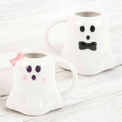 Mr And Mrs Boo Ghost Shaped Mugs For Halloween Fun Mugs & Cups Spirit of equinox Quirky Turkey Gifts