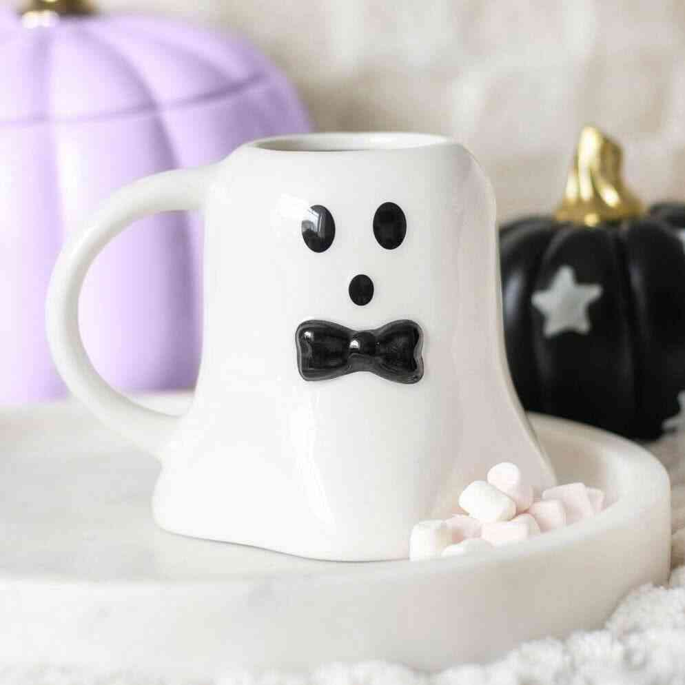 Mr And Mrs Boo Ghost Shaped Mugs For Halloween Fun Mugs & Cups Spirit of equinox Quirky Turkey Gifts